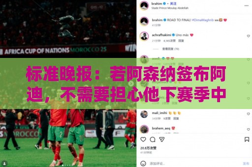 标准晚报：若阿森纳签布阿迪，不需要担心他下赛季中途参加非洲杯